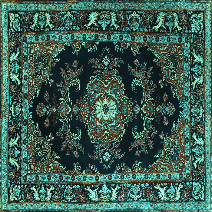 Square Persian Turquoise Traditional Rug, tr1672turq
