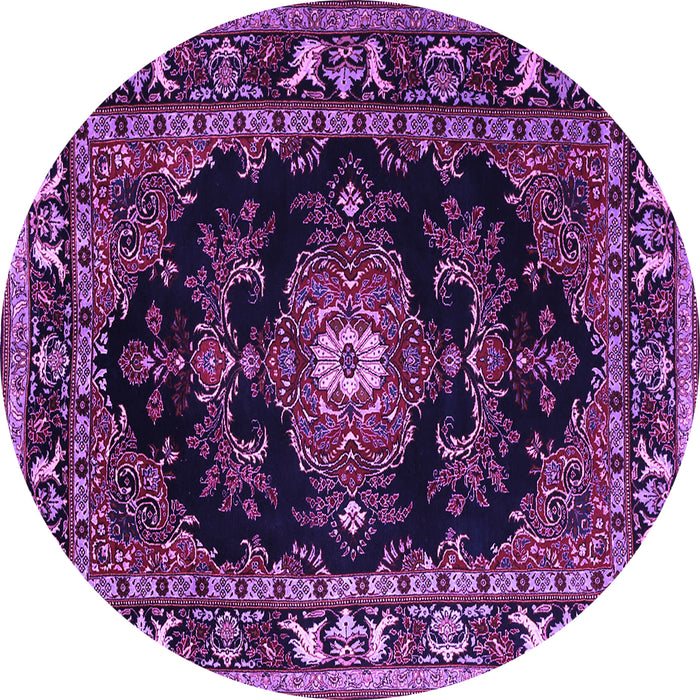 Round Persian Purple Traditional Rug, tr1672pur