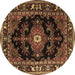 Round Persian Brown Traditional Rug, tr1672brn
