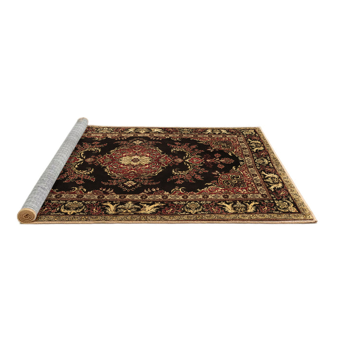 Sideview of Machine Washable Persian Brown Traditional Rug, wshtr1672brn