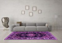 Machine Washable Persian Purple Traditional Rug, wshtr1672pur