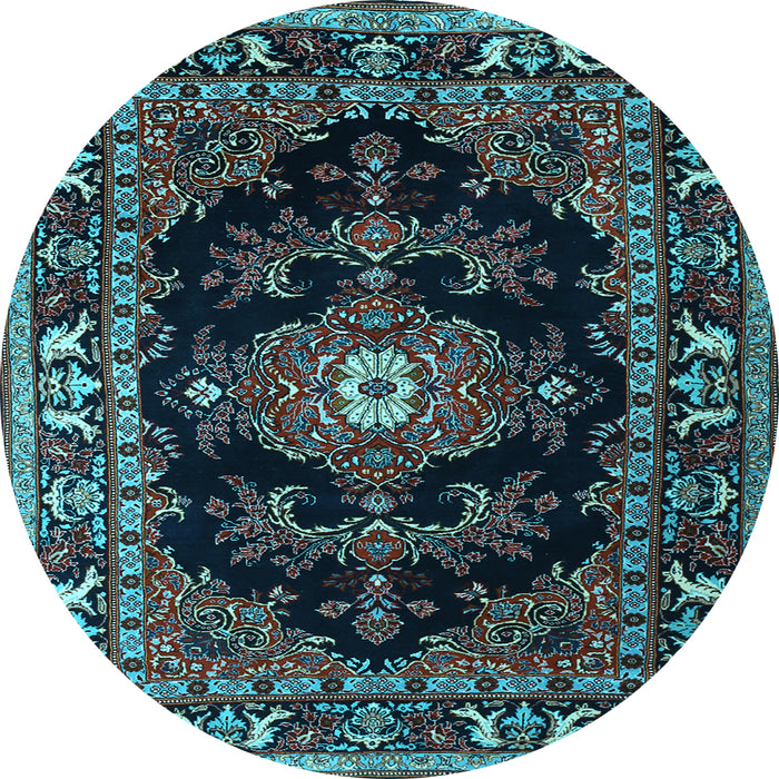 Round Persian Light Blue Traditional Rug, tr1672lblu