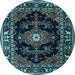 Round Persian Light Blue Traditional Rug, tr1672lblu
