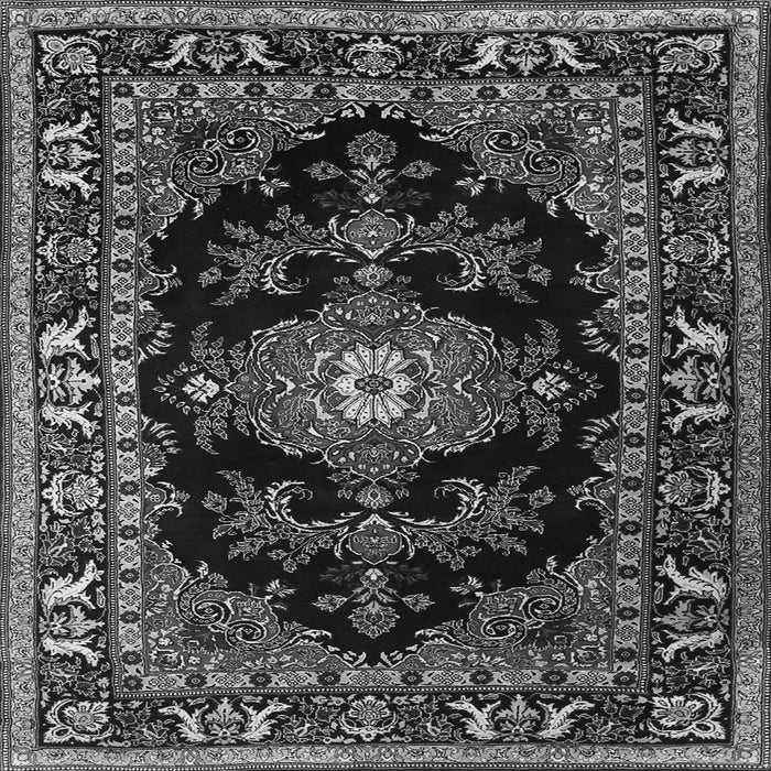 Round Machine Washable Persian Gray Traditional Rug, wshtr1672gry