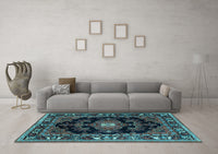 Machine Washable Persian Light Blue Traditional Rug, wshtr1672lblu