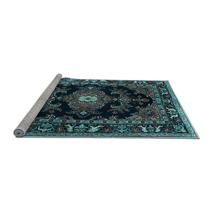 Sideview of Machine Washable Persian Light Blue Traditional Rug, wshtr1672lblu