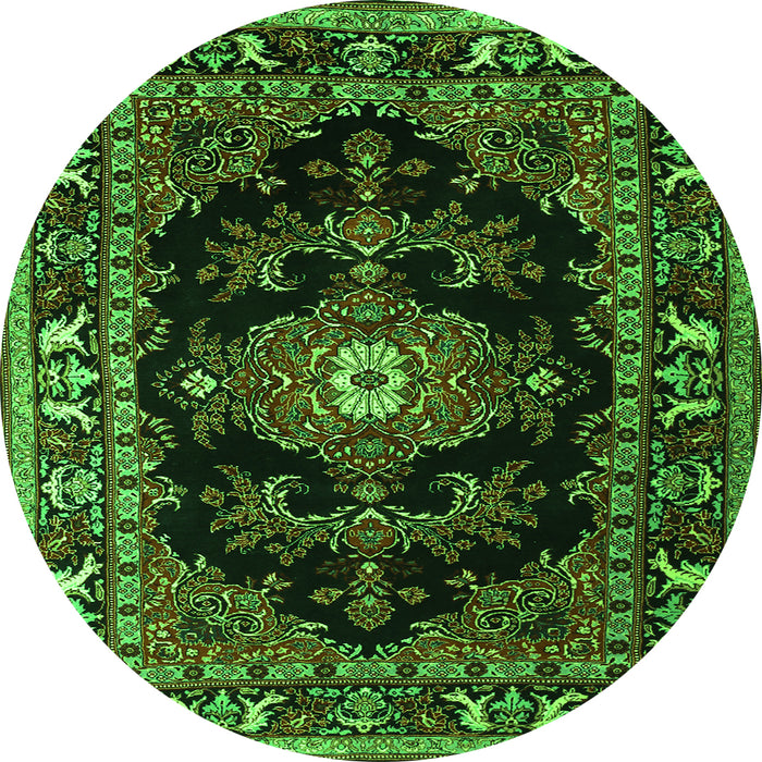 Square Persian Green Traditional Rug, tr1672grn