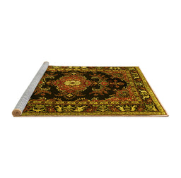 Sideview of Machine Washable Persian Yellow Traditional Rug, wshtr1672yw