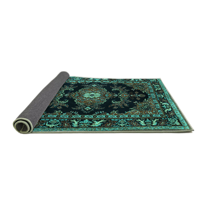 Sideview of Persian Turquoise Traditional Rug, tr1672turq