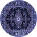 Round Machine Washable Persian Blue Traditional Rug, wshtr1672blu