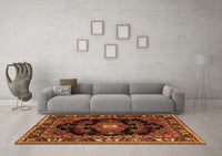 Machine Washable Persian Orange Traditional Rug, wshtr1672org