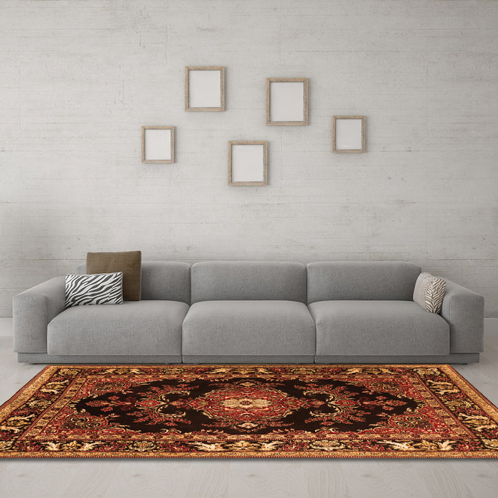 Machine Washable Persian Orange Traditional Area Rugs in a Living Room, wshtr1672org