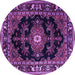 Round Machine Washable Persian Purple Traditional Area Rugs, wshtr1672pur