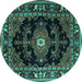 Round Machine Washable Persian Turquoise Traditional Area Rugs, wshtr1672turq