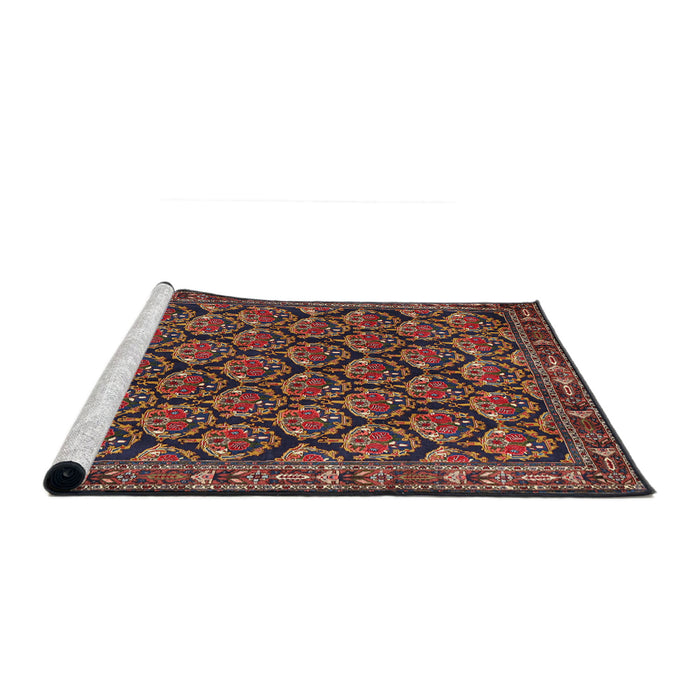 Sideview of Machine Washable Traditional Dark Almond Brown Rug, wshtr1673
