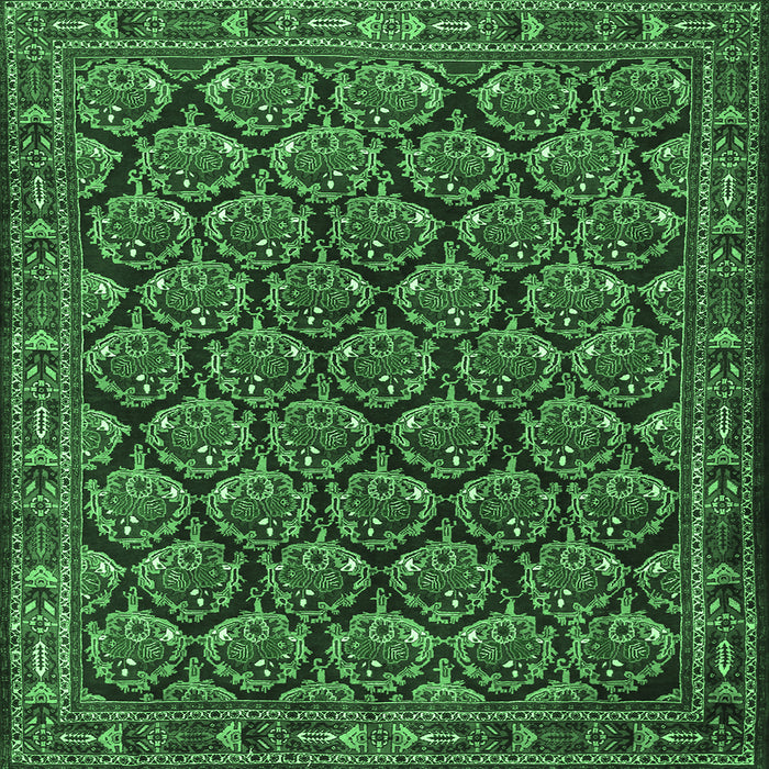 Square Persian Emerald Green Traditional Rug, tr1673emgrn