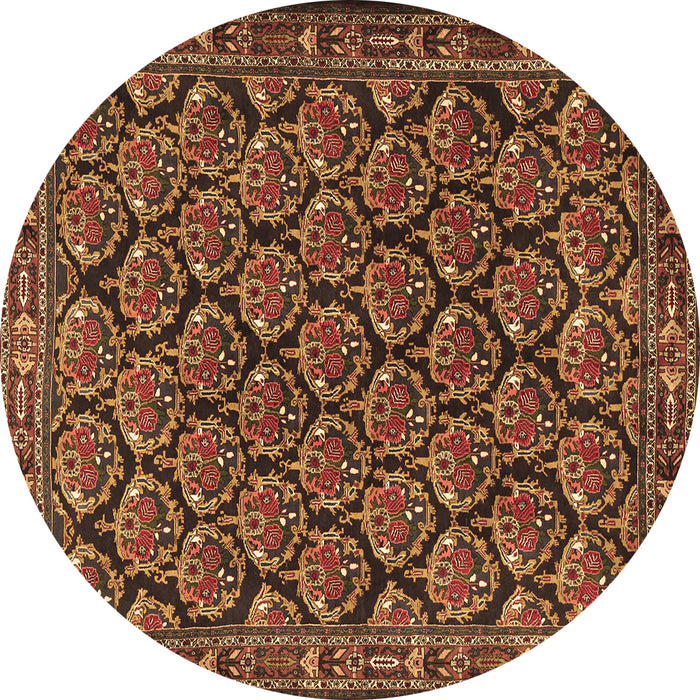 Round Persian Brown Traditional Rug, tr1673brn