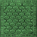 Square Machine Washable Persian Emerald Green Traditional Area Rugs, wshtr1673emgrn