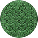 Round Persian Emerald Green Traditional Rug, tr1673emgrn