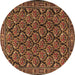 Round Machine Washable Persian Brown Traditional Rug, wshtr1673brn