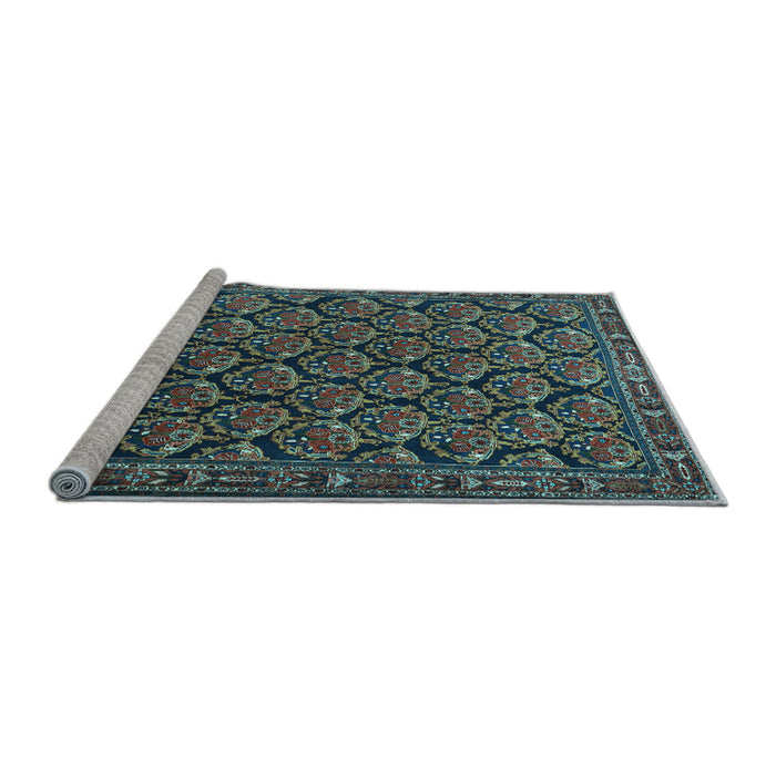 Sideview of Machine Washable Persian Light Blue Traditional Rug, wshtr1673lblu