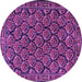 Round Machine Washable Persian Purple Traditional Area Rugs, wshtr1673pur