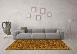 Machine Washable Persian Yellow Traditional Rug in a Living Room, wshtr1673yw