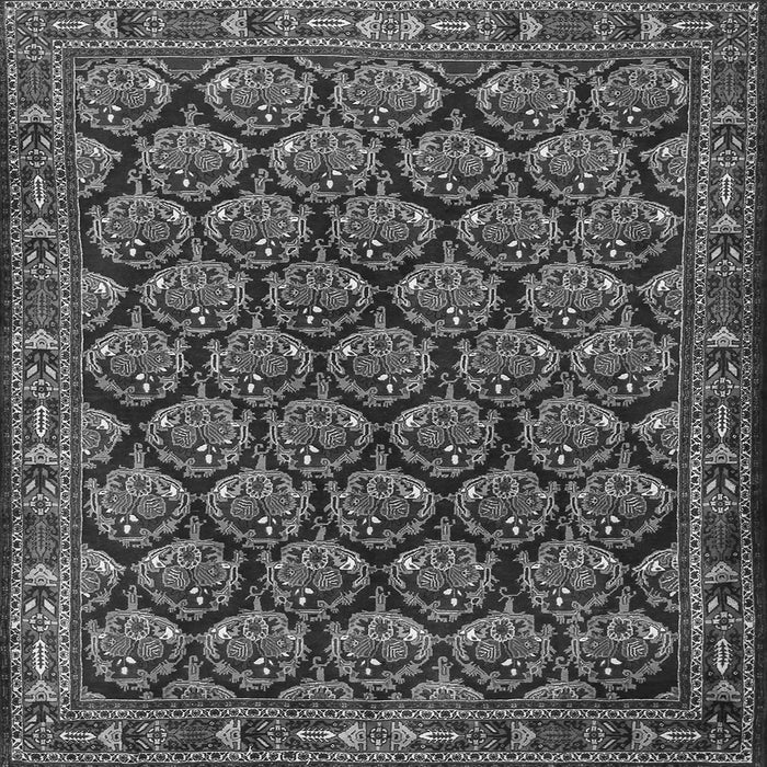 Round Machine Washable Persian Gray Traditional Rug, wshtr1673gry