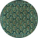 Round Machine Washable Persian Turquoise Traditional Area Rugs, wshtr1673turq