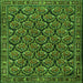 Round Machine Washable Persian Green Traditional Area Rugs, wshtr1673grn