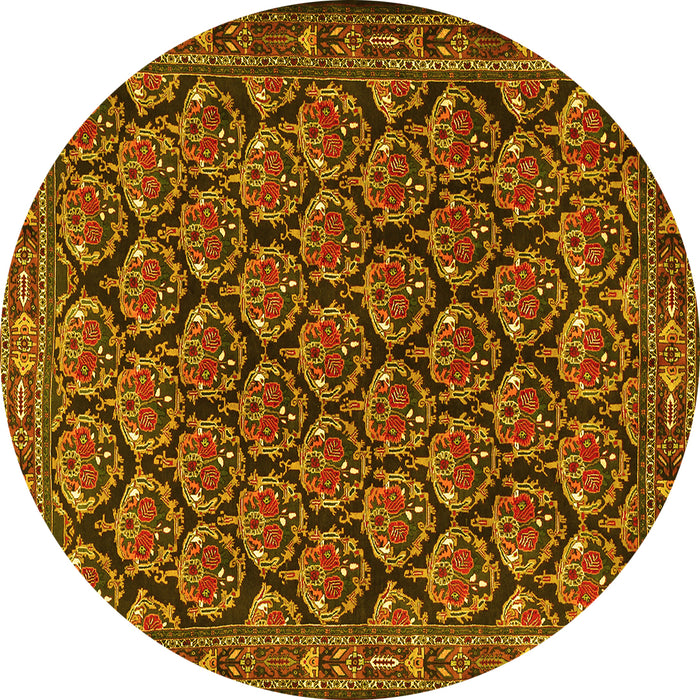 Round Persian Yellow Traditional Rug, tr1673yw