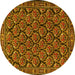 Round Persian Yellow Traditional Rug, tr1673yw