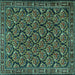 Square Machine Washable Persian Turquoise Traditional Area Rugs, wshtr1673turq