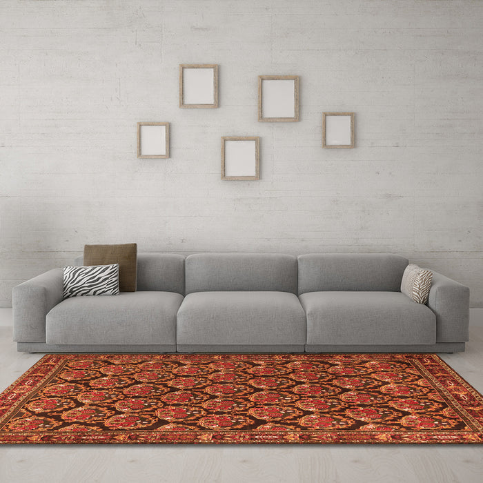 Machine Washable Persian Orange Traditional Area Rugs in a Living Room, wshtr1673org