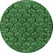 Round Machine Washable Persian Emerald Green Traditional Area Rugs, wshtr1673emgrn