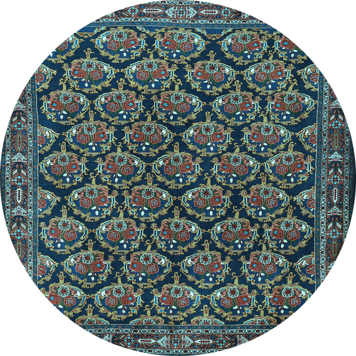 Round Machine Washable Persian Light Blue Traditional Rug, wshtr1673lblu