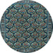 Round Machine Washable Persian Light Blue Traditional Rug, wshtr1673lblu