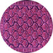 Round Machine Washable Persian Pink Traditional Rug, wshtr1673pnk