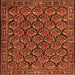 Round Machine Washable Persian Orange Traditional Area Rugs, wshtr1673org