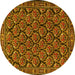 Round Machine Washable Persian Yellow Traditional Rug, wshtr1673yw