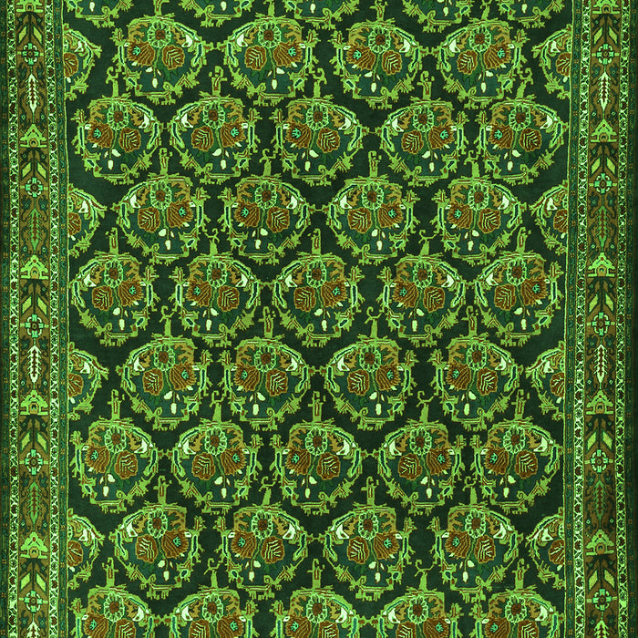 Serging Thickness of Machine Washable Persian Green Traditional Area Rugs, wshtr1673grn