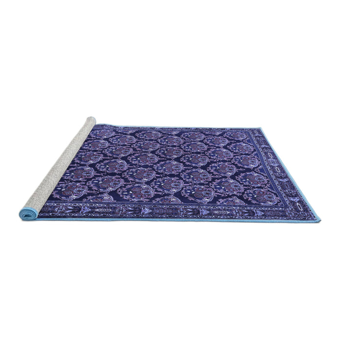 Sideview of Machine Washable Persian Blue Traditional Rug, wshtr1673blu