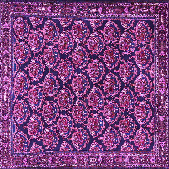 Square Machine Washable Persian Purple Traditional Area Rugs, wshtr1673pur