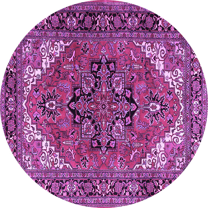 Round Persian Purple Traditional Rug, tr1674pur