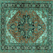 Square Persian Turquoise Traditional Rug, tr1674turq