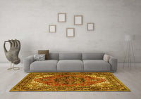 Machine Washable Persian Yellow Traditional Rug, wshtr1674yw