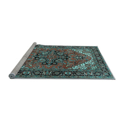Sideview of Machine Washable Persian Light Blue Traditional Rug, wshtr1674lblu