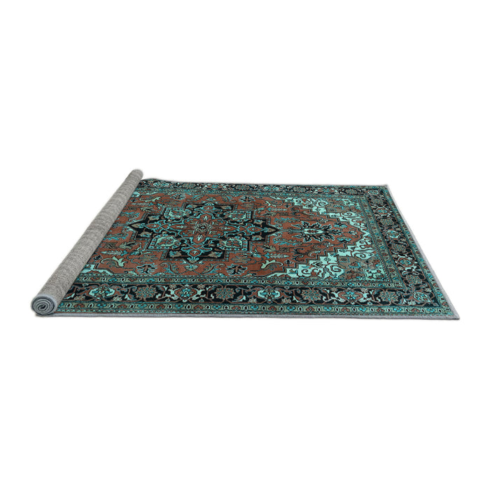 Sideview of Machine Washable Persian Light Blue Traditional Rug, wshtr1674lblu