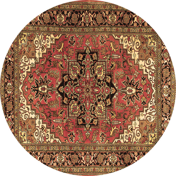 Round Machine Washable Persian Brown Traditional Rug, wshtr1674brn