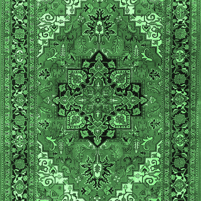 Machine Washable Persian Emerald Green Traditional Area Rugs, wshtr1674emgrn